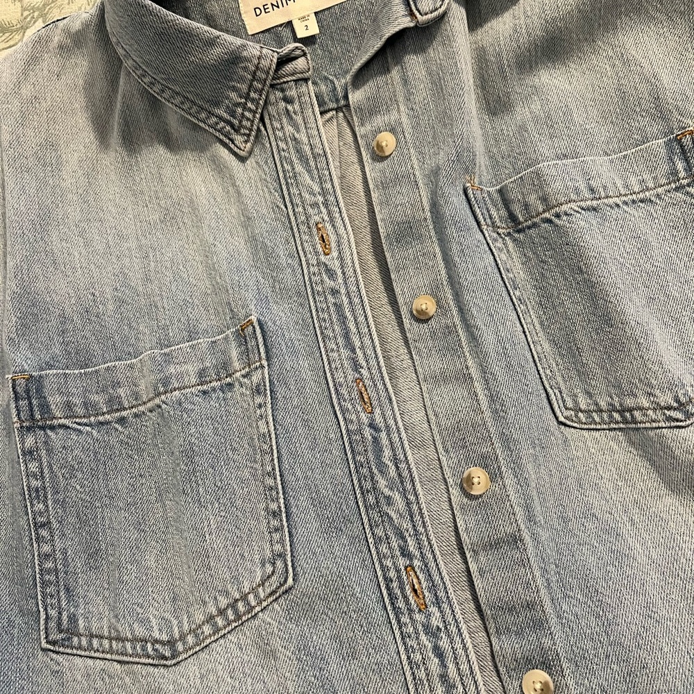 Aritzia ‘Denim Forum’ short sleeve oversized denim shirt